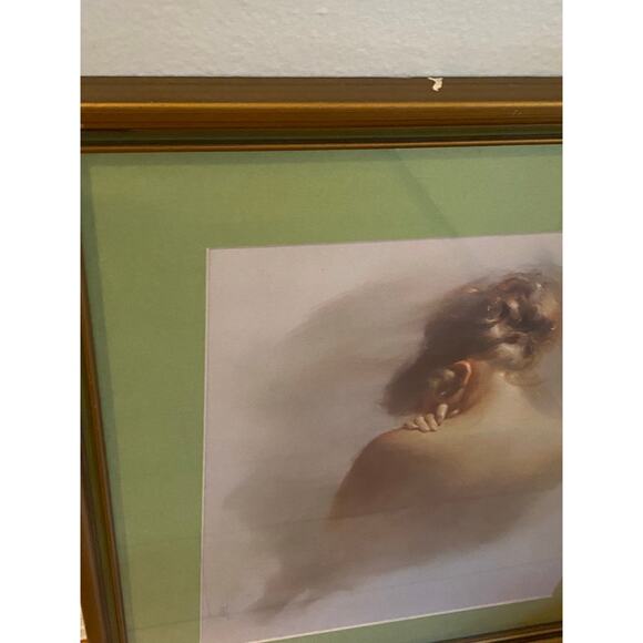 Vintage Print signed Murray Titled “The Shy Lady” Framed and Matted mid century - Picture 3 of 5